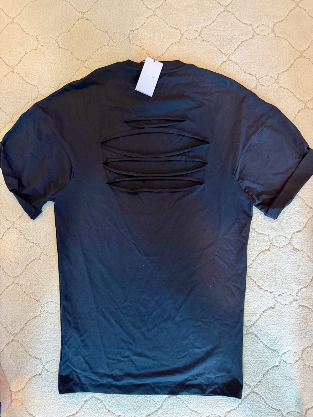 NWT IRO Inaly Black Cutout T-Shirt Dress Size XL